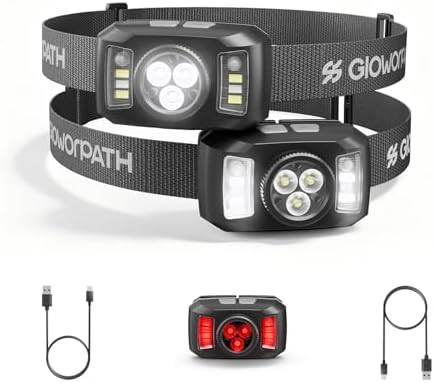 Ultra bright white and red rechargeable head flashlight