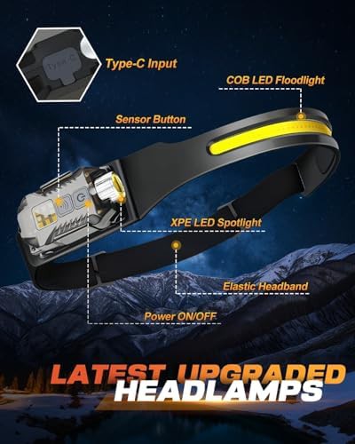 Wide beam running rechargeable headlamp two pack — photo 5